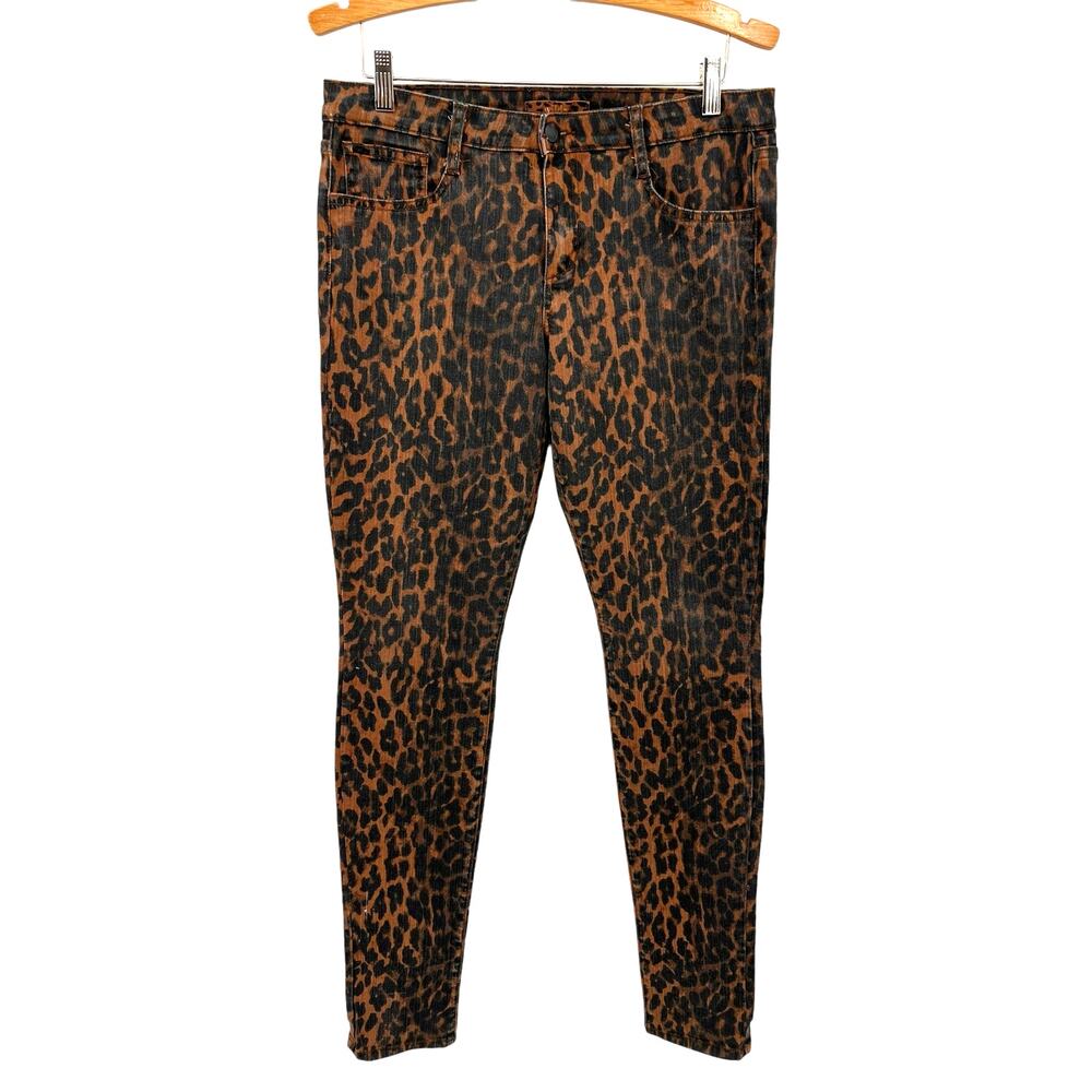 Leopard Print Skinny Jeans - Brown/Black